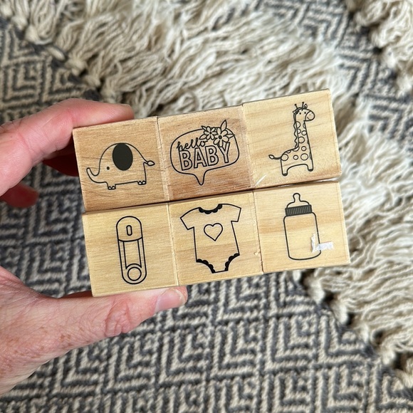 NWT Baby Shower Wood Stamps &Ink Pads | Blue | Black | Scrapbook | Invitations - Picture 6 of 9